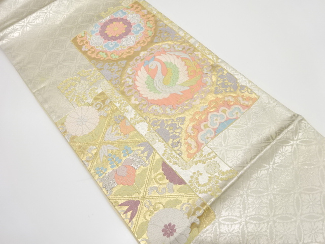 アンティーク　短冊に鳳凰・華紋織り出し袋帯（材料）